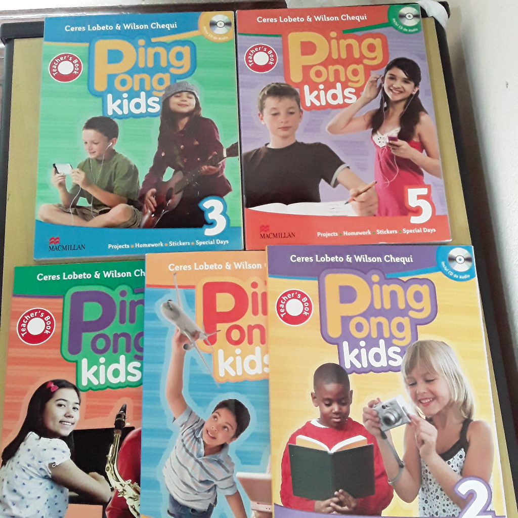 KIT COM 5 LIVROS INGLÊS PING PONG KIDS TEACHER'S BOOK COM CDS