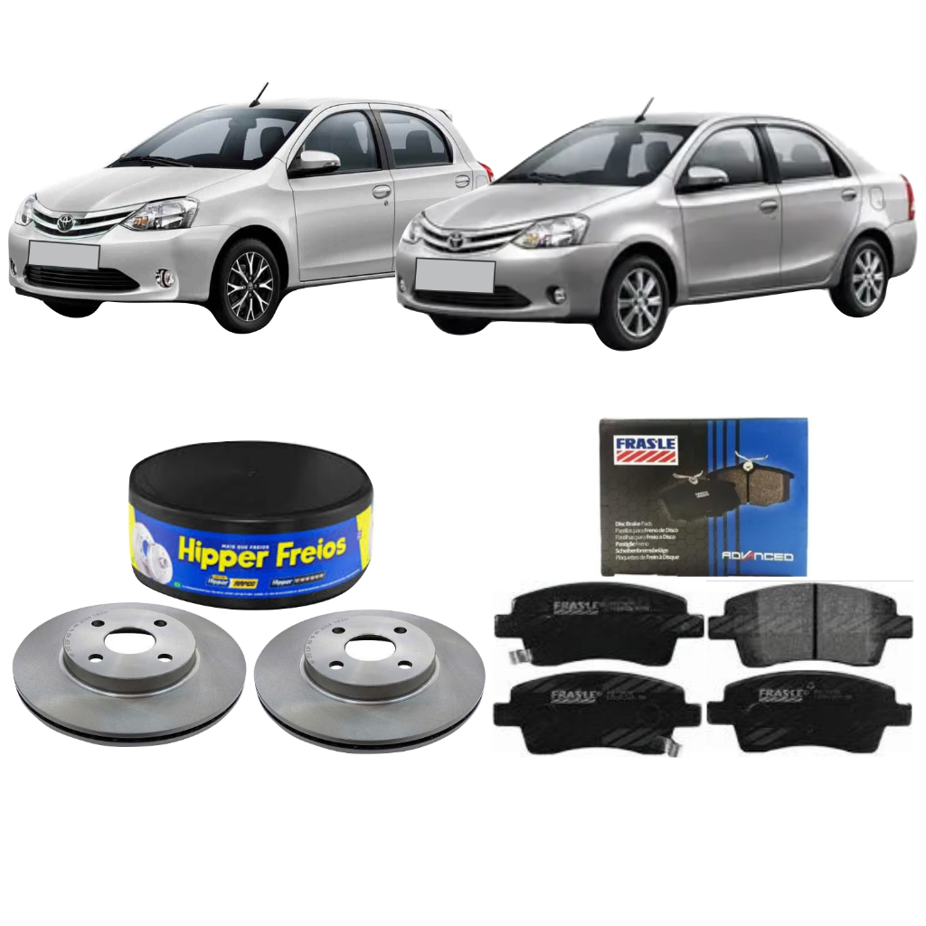 Kit Disco De Freio Hipper Freios + Pastilha Frasle Dianteiro Etios Hatch/ Sedan 1.3 1.5 2012 A 2021