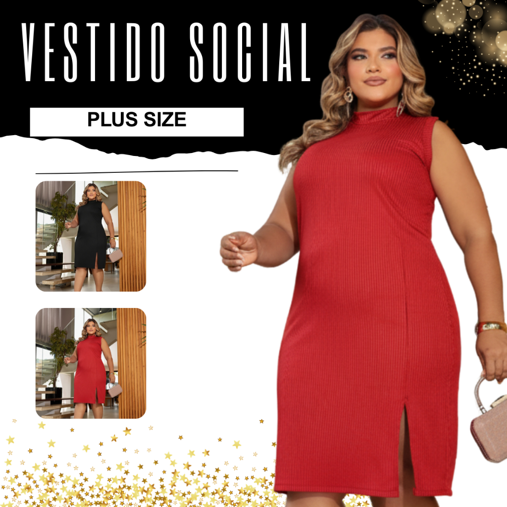 Vestido Midi Longo Plus Size Regata Larga Fenda Evangelico Frontal Promoção  Tendencia  Social em Oferta na Shopee