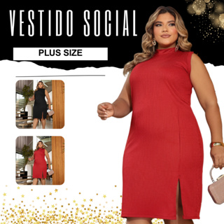 Vestido Midi Longo Plus Size Regata Larga Fenda Evangelico Frontal Promoção  Tendencia  Social em Oferta na Shopee