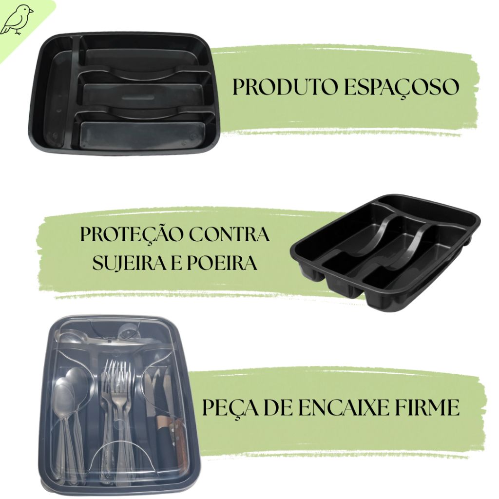 Porta Talher Garfos e Colheres com Tampa Organizador Cozinha Durável Funcional Gaveta