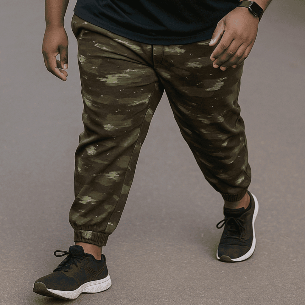Calça Jogger Plus Size Camuflada Tamanhos G1 ao G18 Estilo Urbano Confortável Bainha com Elástico