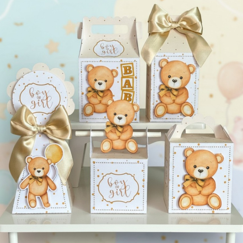 KIT FESTA PRONTA ENTREGA cha revelaçao neutro Personalizado pegue e Monte Lembrancinhas - Caixinha Personalizadas