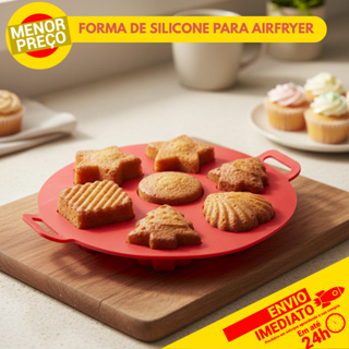 Forma de Silicone Para Airfryer Forno Molde Silicone Para Cupcakes Muffins Bolinhos 15cm ou 18cm em Oferta na Shopee