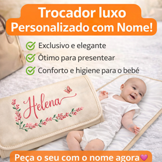 Trocador Luxo Personalizado + Nome do Bebê + Portátil + Impermeável + Bolsa Maternidade em Oferta na Shopee