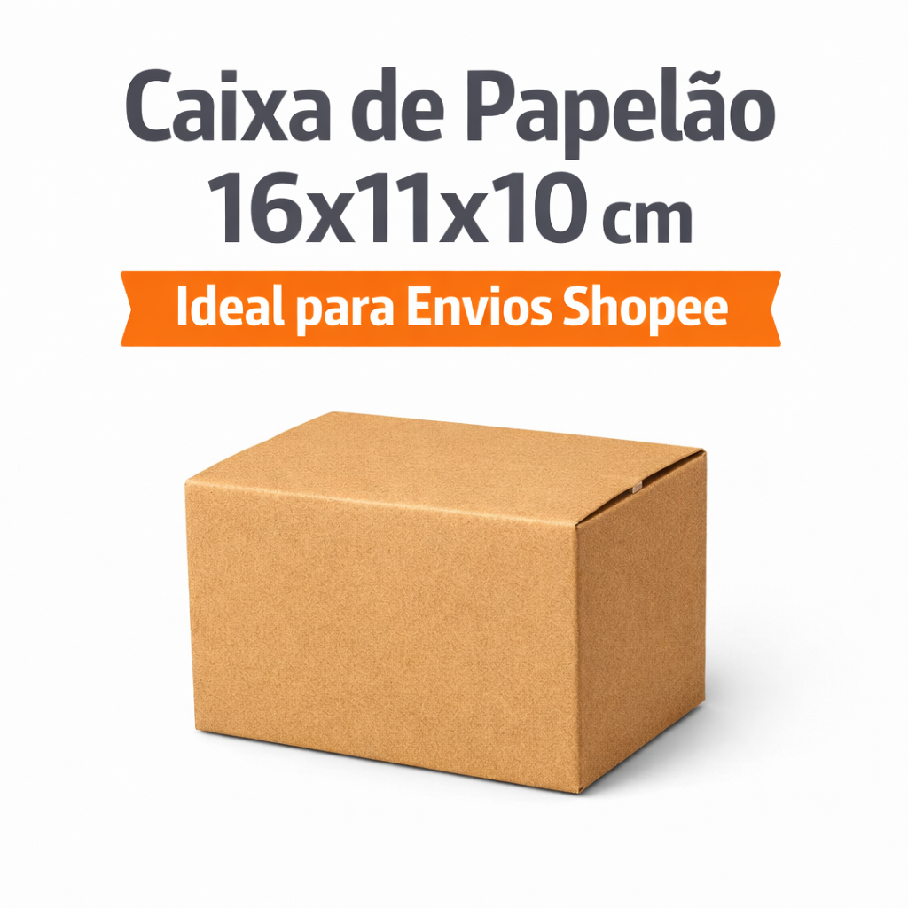 Kit 100 Caixas de Papelão 16x11x10 para Correios – Sedex e PAC | Embalagem Reforçada para Envio em Oferta na Shopee