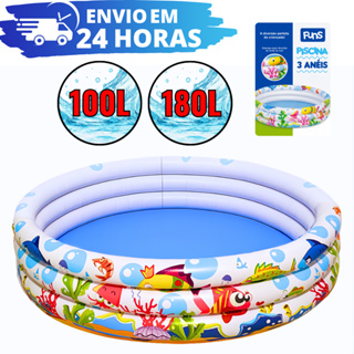 Piscina Infantil 3 Anéis 100L e 180L Inflável Para Bolinhas e Água Piscina Redonda Crianças e Bebê em Oferta na Shopee
