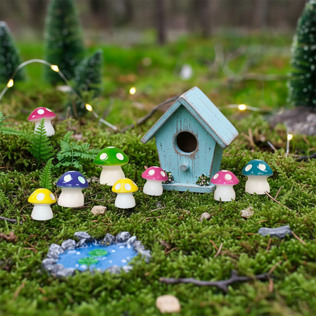 10 Mini  Multicor Cogumelos Decoração Terrário Jardins  Artesanato Bonsai em Oferta na Shopee