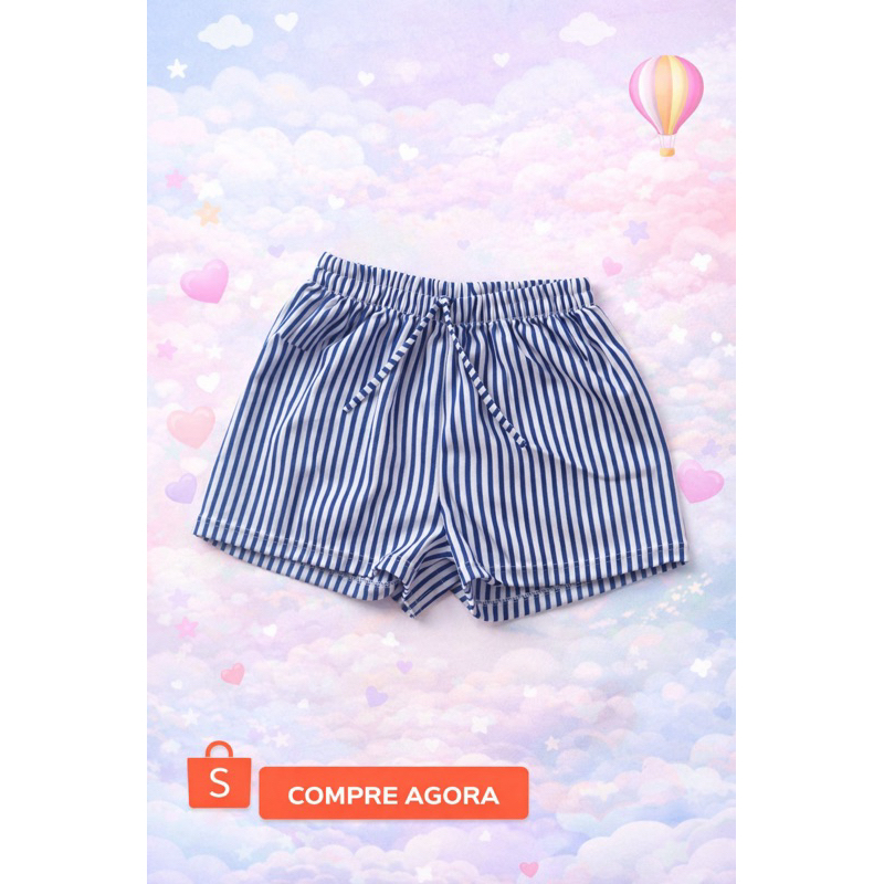 PROMOÇÃO Short Feminino Adulto Listrado ou Estampado - P ao G Cintura Elástica - Confortável Estampas Variadas