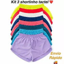 kit 3 Shortinhos Feminino Dry Fitness para academia e corrida Short Esportivo e para usar dia a dia