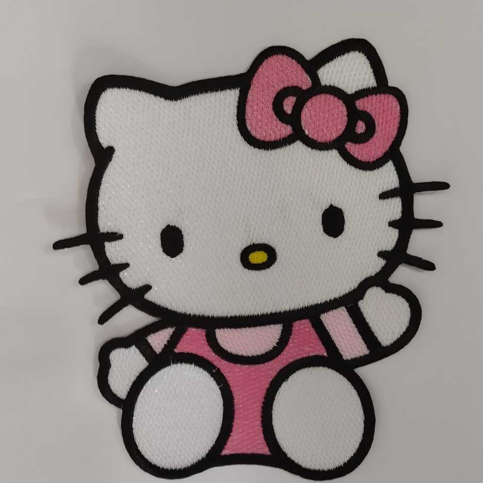 Aplique termocolante bordado Hello Kitty brilhante com laço em Oferta na Shopee