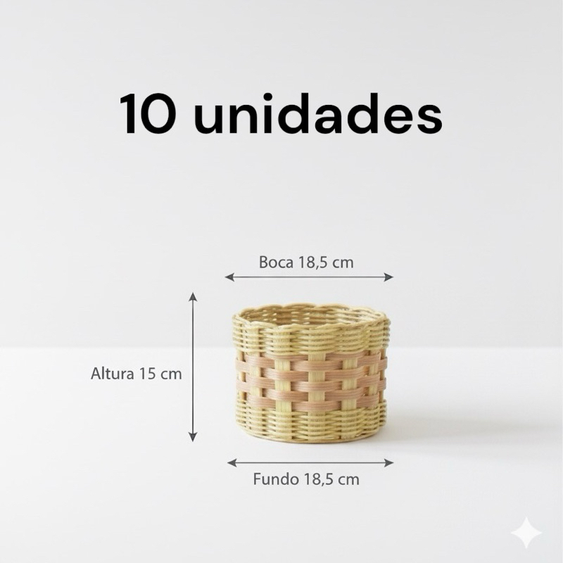 Kit 10 Vaso de Planta Cachepo de Madeira Rústica com Fibra Sintética
