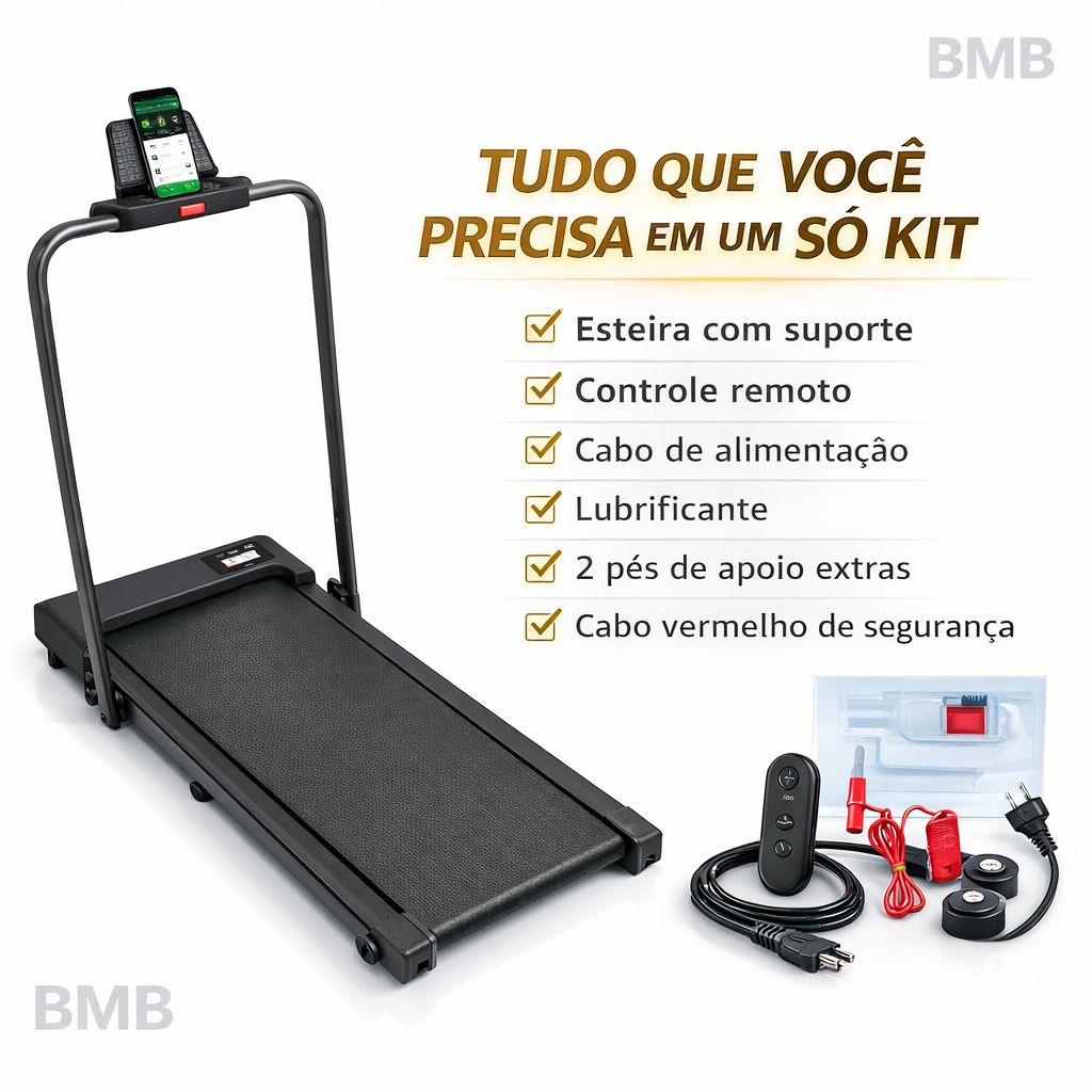 Esteira Elétrica Love Home Dobrável Compacta Silenciosa 800W Caminhada e Corrida Residencial Fitness com Controle