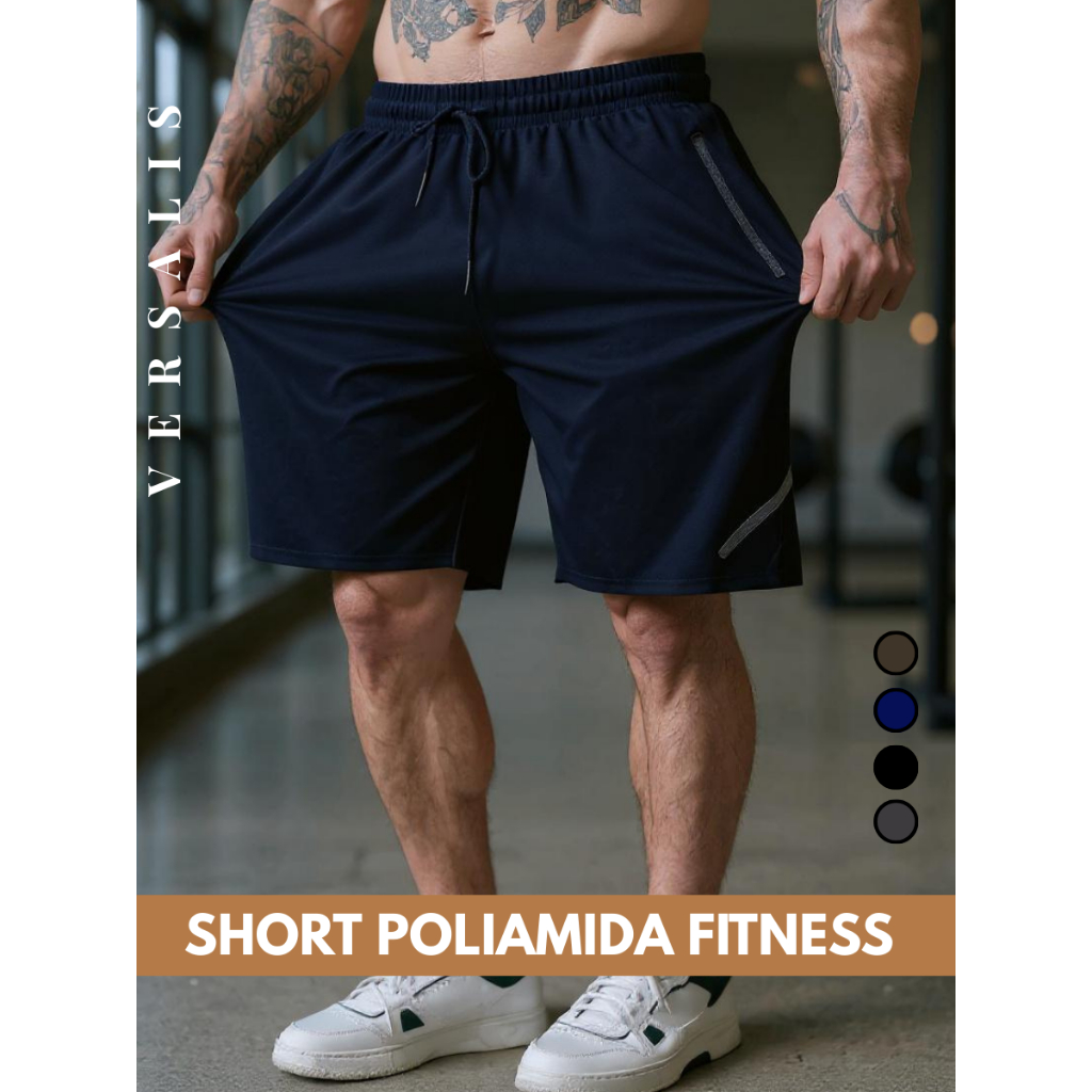Shorts Bermuda tactel Elastano Masculino Dry Fit Tecido Gelado Poliamida Plus Size Uso Casual Lazer Academia Exercicio