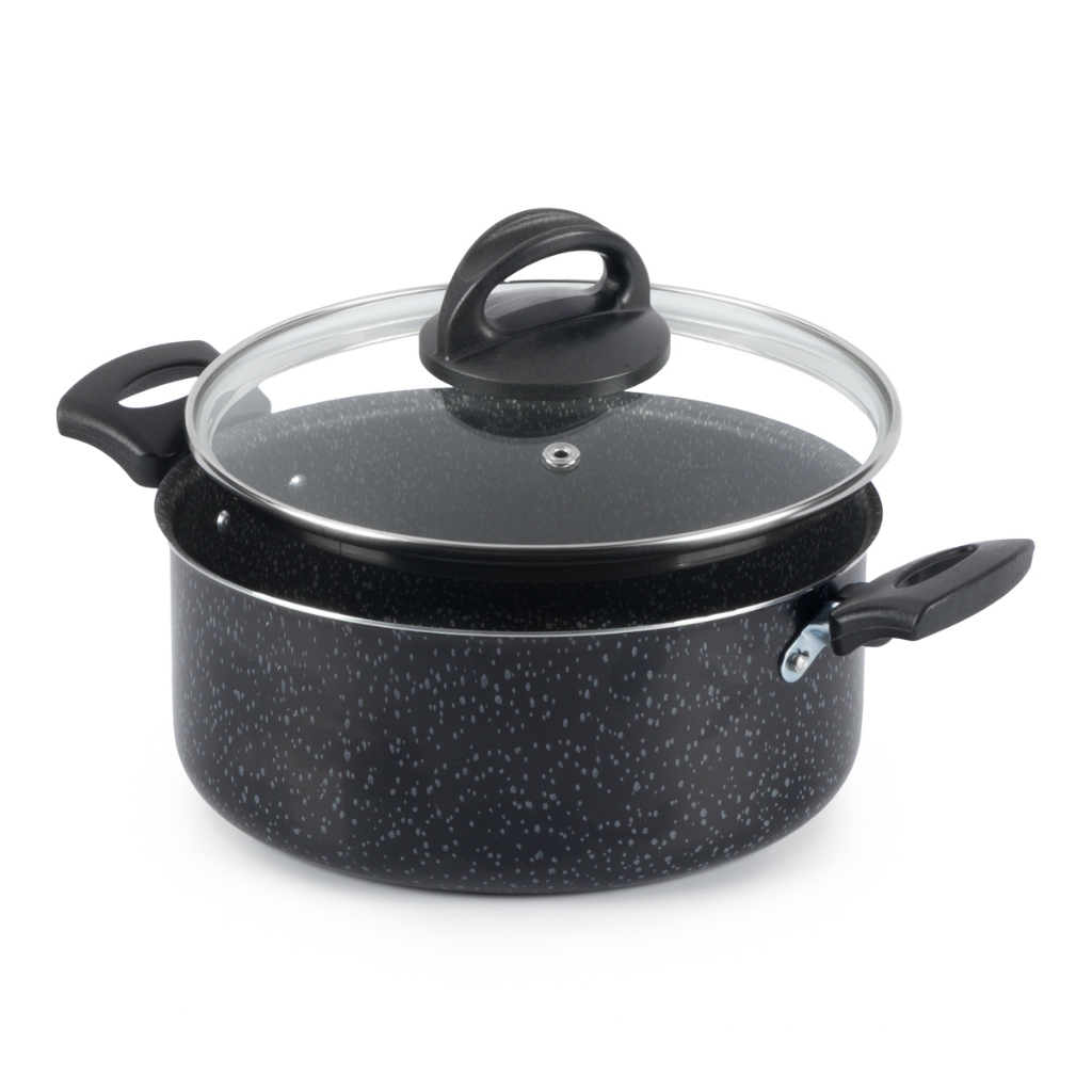 Caçarola Antiaderente Tampa Vidro 24Cm 4L Preto Nacional em Oferta na Shopee