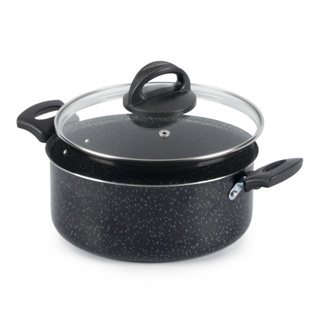 Caçarola Antiaderente Tampa Vidro 24Cm 4L Preto Nacional em Oferta na Shopee