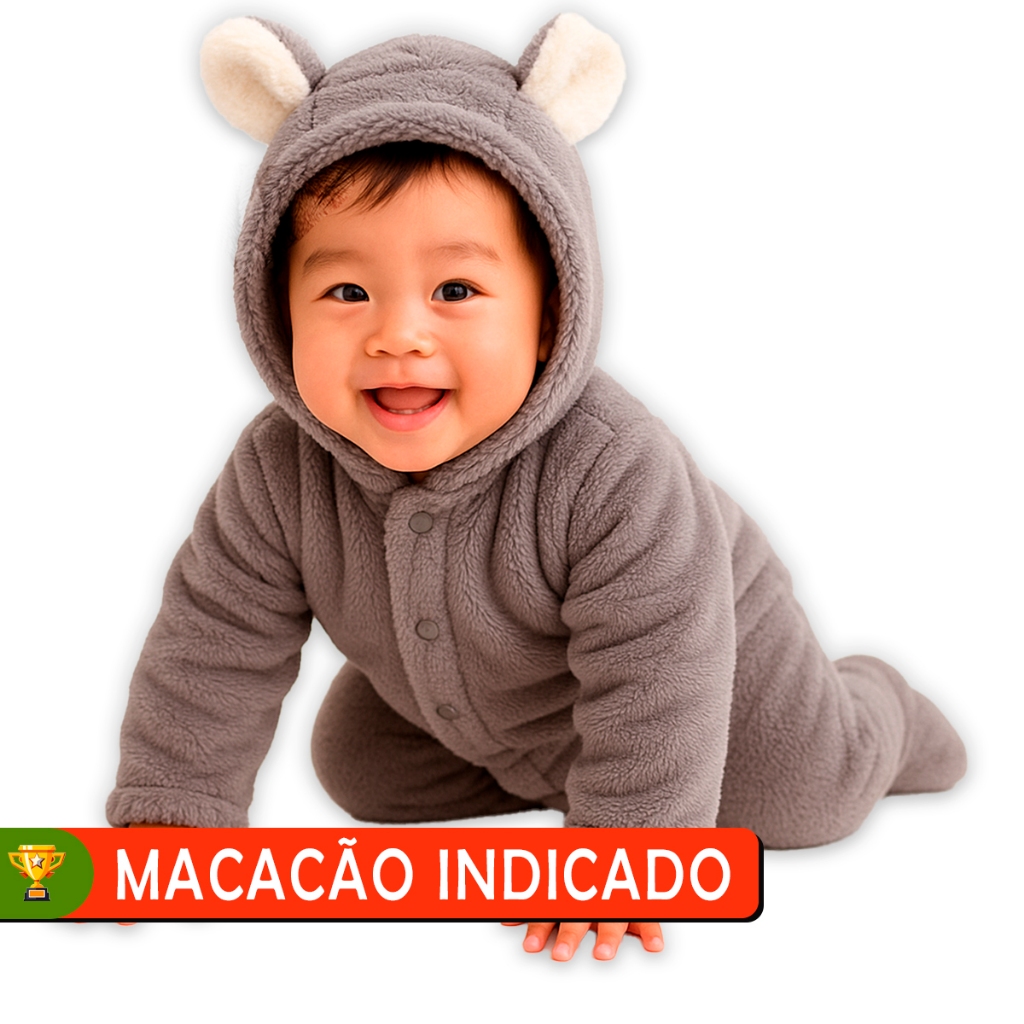 Macacão Pelúcia Menina e Menino 0 a 3 anos em Oferta na Shopee