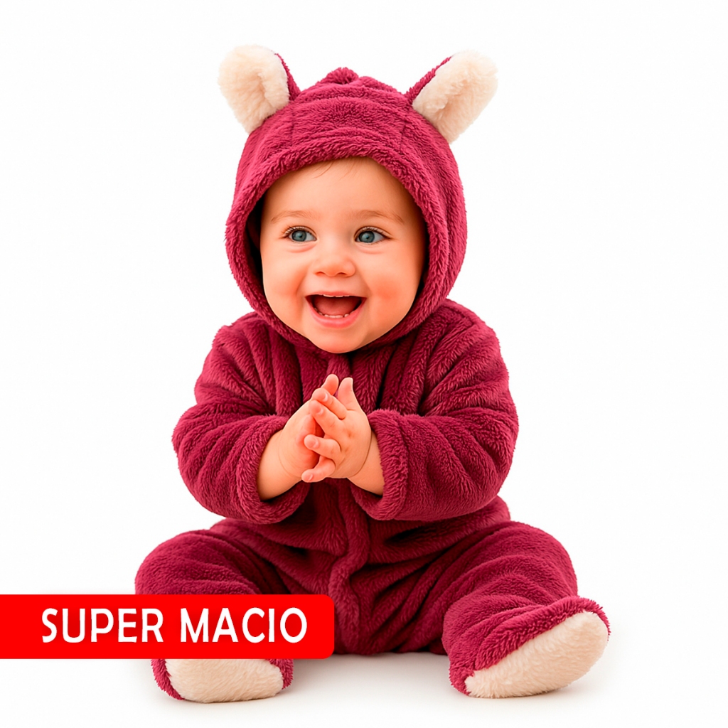 Macacão de Bebê Pelúcia Ursinho Menino Menina em Oferta na Shopee
