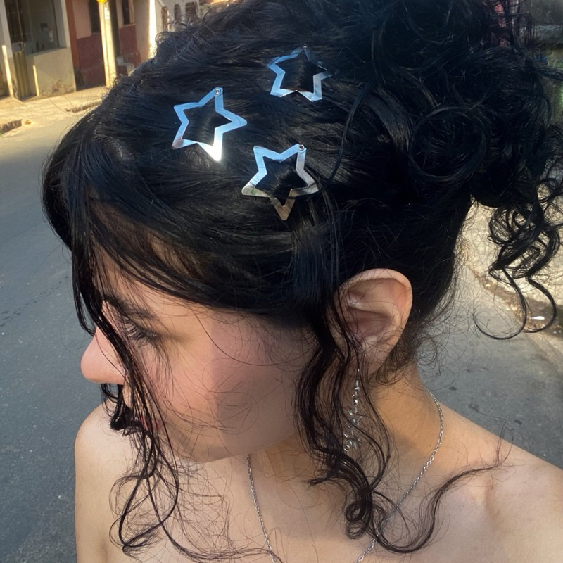 KIT presilhas tictac de cabelo estrelas Y2K metal