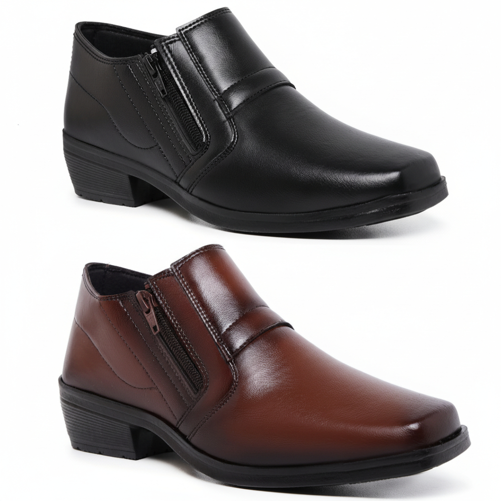 Kit Com 2 Bota Botinha Social Masculina Com Zíper Elegante Confortável