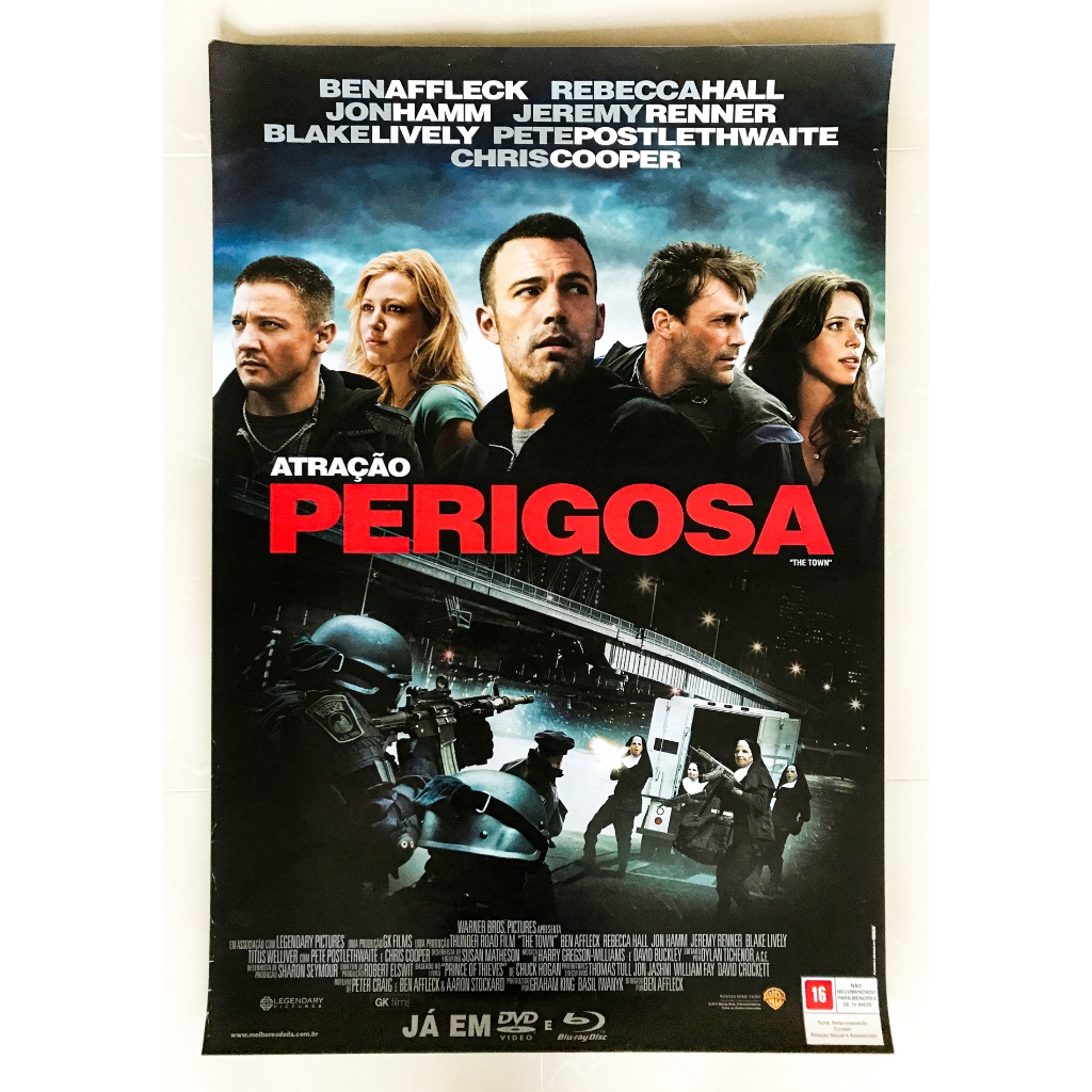 PÔSTER Atração Perigosa - Ben Affleck Rebecca Hall Chris Cooper - Original de Locadora - 94cm x 64cm - Cartaz Filme