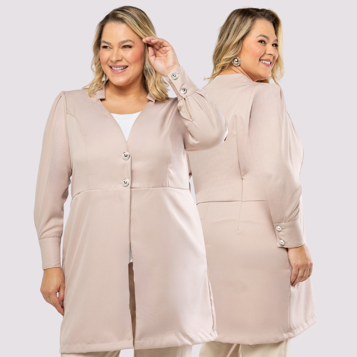Jaleco Blazer Feminino Chic Plus Size Gabardine Manga Longa  Apo em Oferta na Shopee