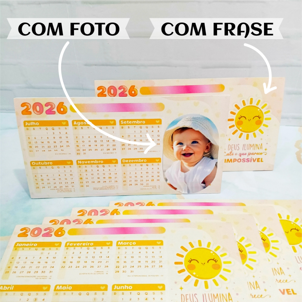 25/10/5 para Calendário de Mesa 2026 / bloco personalizado Calendário com logo ou foto/ Lembracinha 2026