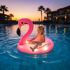 Boia Inflável De Flamingo Rosa C/ Led Importway Para Piscina
