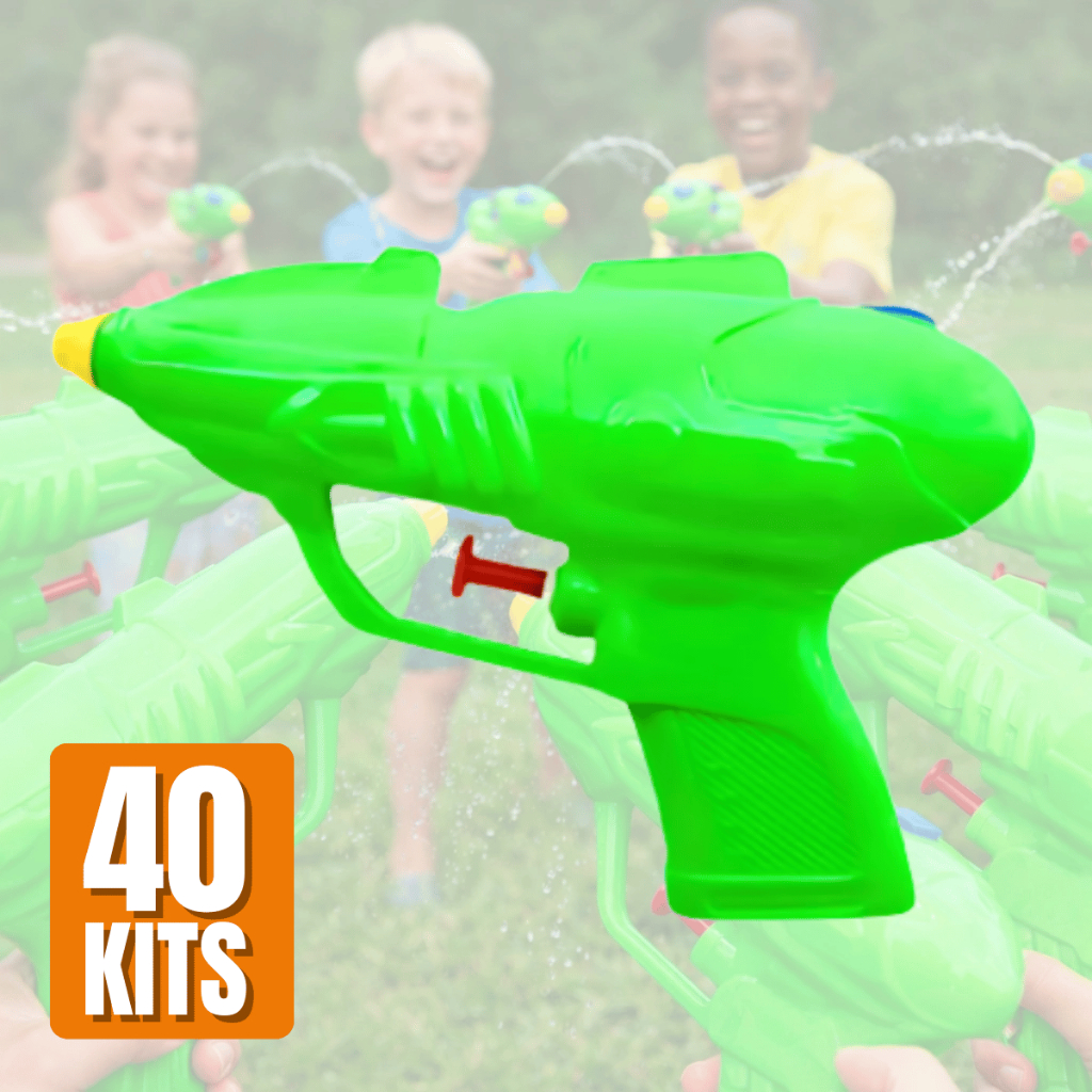 Kit 40 Pistola Brinquedo Lança Agua 15CM Arminha Arma Infantil Cor Sortida Praia Piscina Aniversario