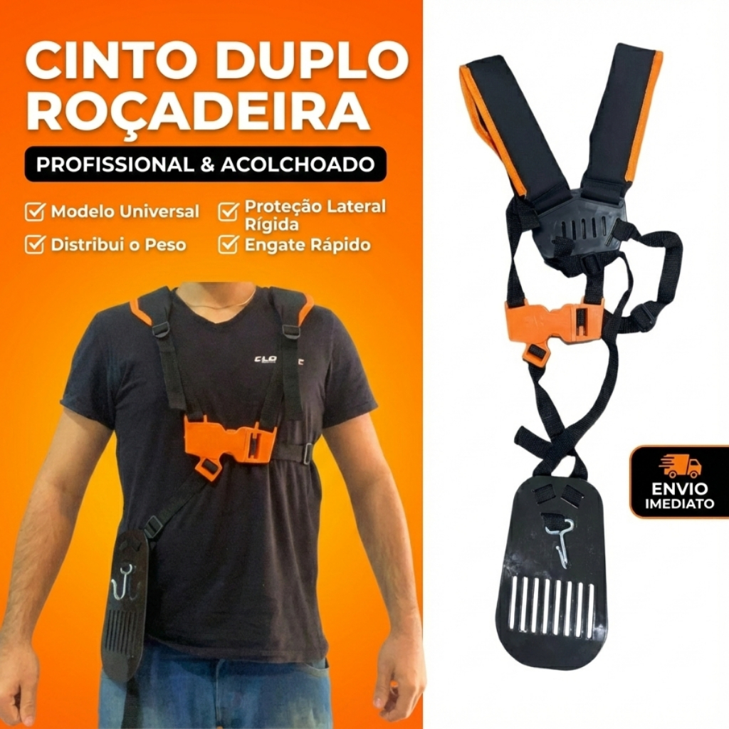 Cinto Colete Duplo Profissional Roçadeira Universal Confortavel