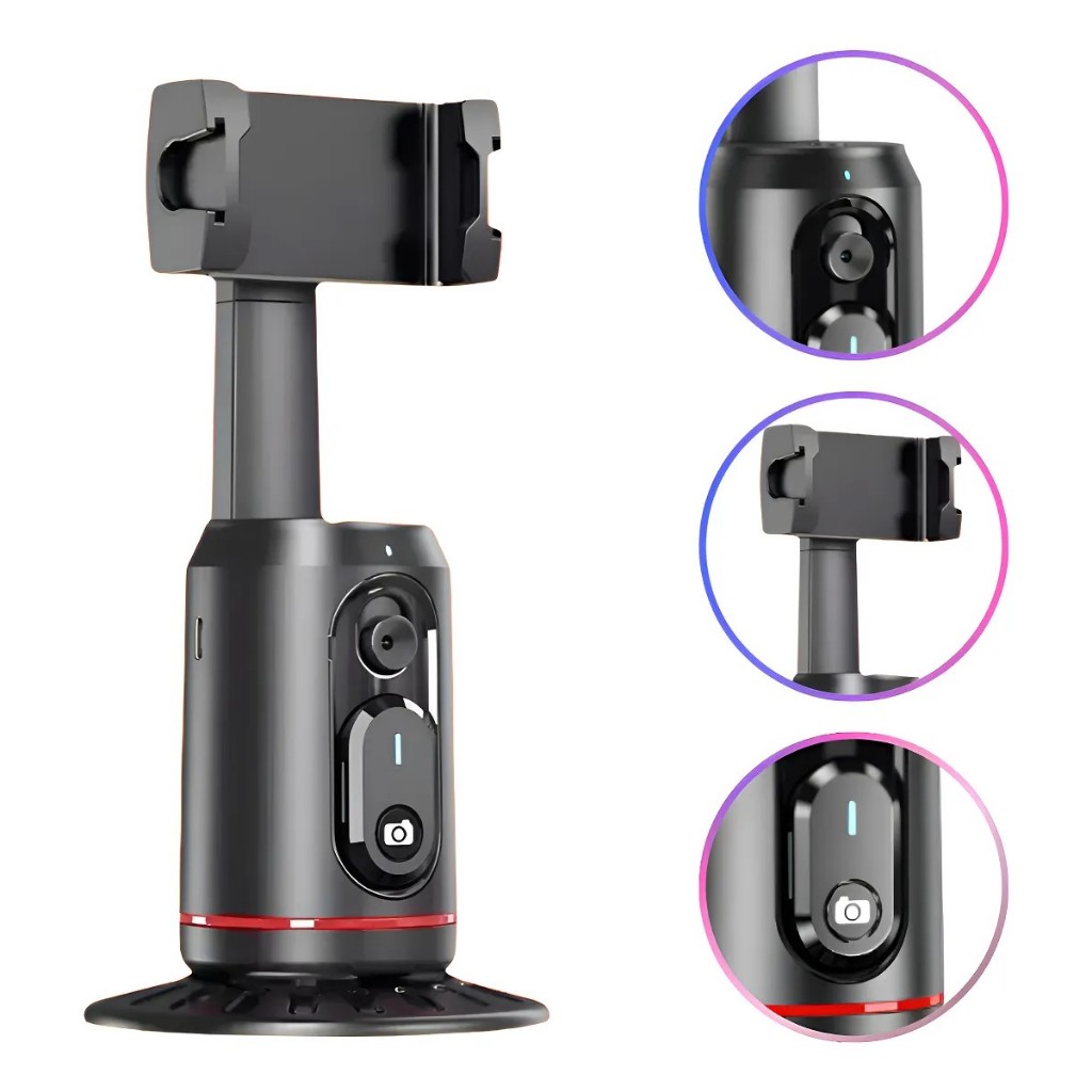 Gimbal Suporte Celular 360 Rastreamento Facial Inteligente Cor Preto