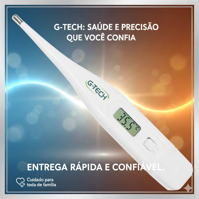 Termômetro Digital G-Tech Original – Clínico Adulto e Infantil com Beep e Memória – Envio Imediato