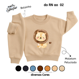 Conjunto de Moletom Infantil Flanelado de Frio Unissex  Roupa de Inverno para Bebê Leão Rn ao 02 em Oferta na Shopee
