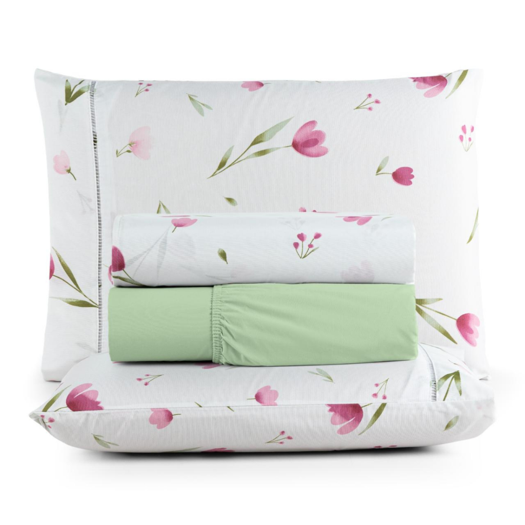 Jogo Lençol King 4 Peças Estampado 180 Fios Ponto Palito 100% Algodão em Oferta na Shopee