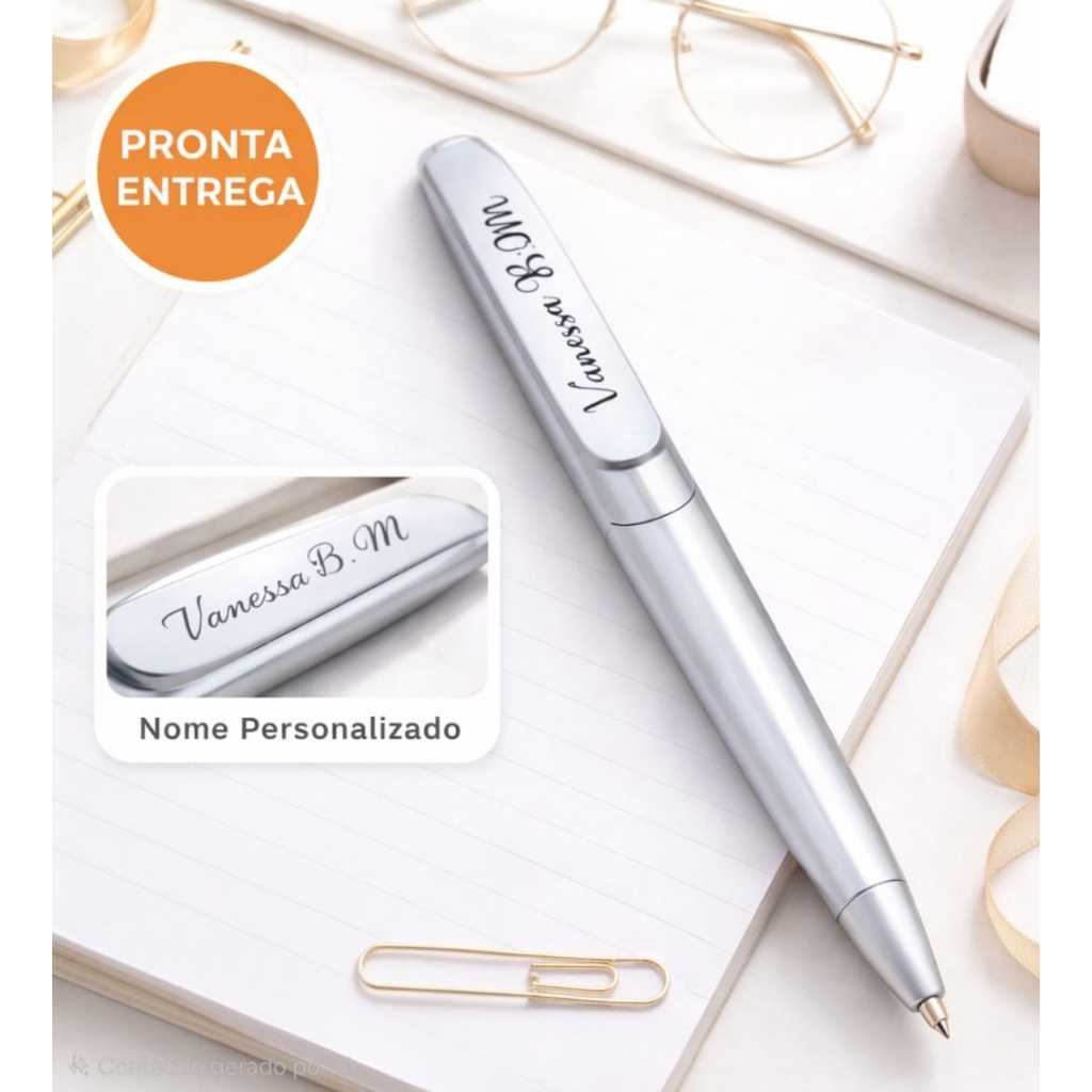 Caneta Prata Personalizada com Nome