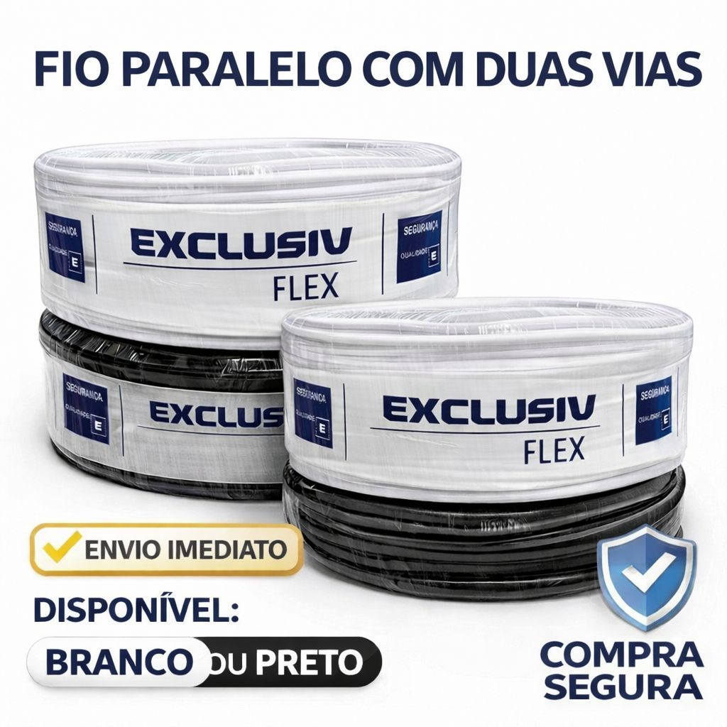 Rolo de fio paralelo 2x2,5mm com 100 metros e 50 metros em Oferta na Shopee