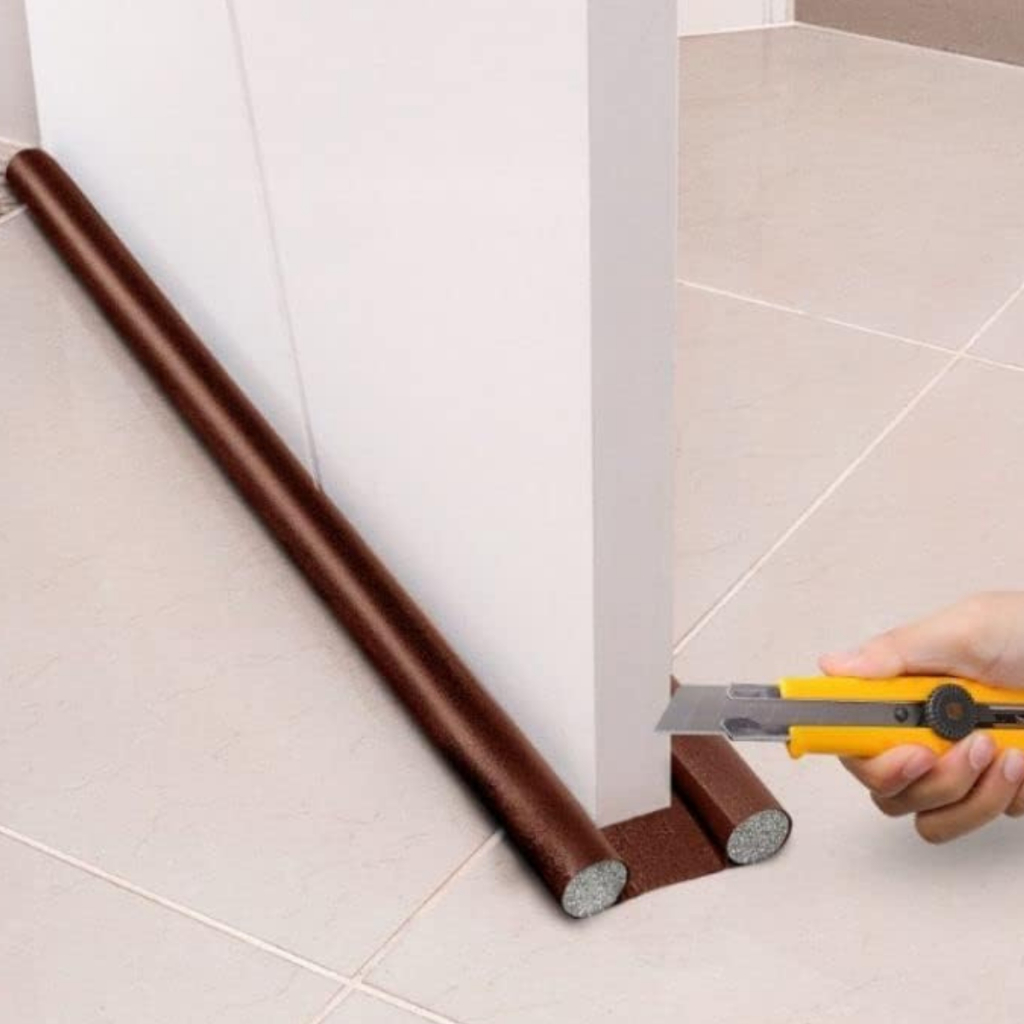 Protetor Veda Porta Para Casa Escritório Ajustável Sem Costura Contra Inseto Impermeável 90cm Marrom