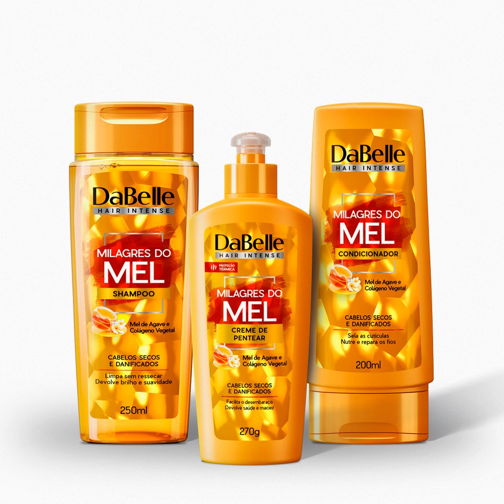 DaBelle Kit Básico Creme de Pentear 270g - Milagres do Mel em Oferta na Shopee