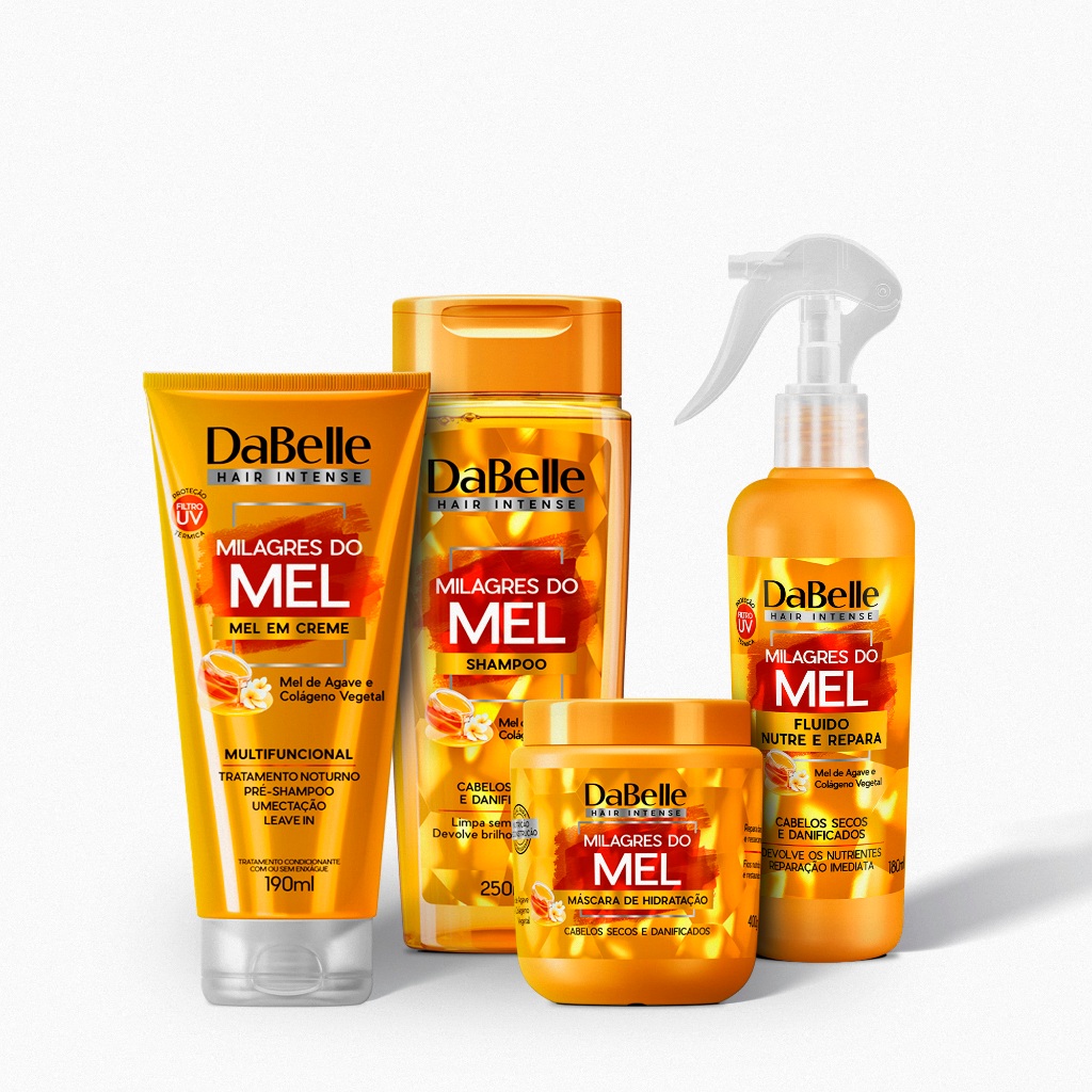 Kit DaBelle Hair Intense Milagres do Mel - Shampoo + Mel em creme + Máscara + Fluído - (4 itens) em Oferta na Shopee