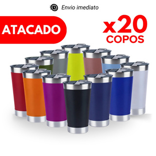 Kit 20 Copo Térmico 473ml Com Tampa e Abridor de Garrafas Copo Inox Atacado em Oferta na Shopee