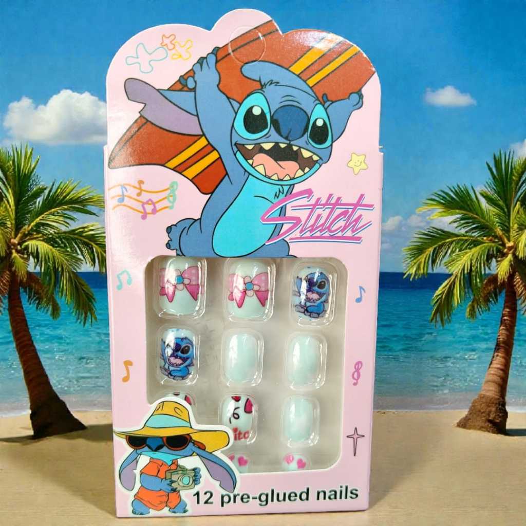 Unha Postiça + Adesivo unhas decoradas Anime Lilo Stich unha para meninas em Oferta na Shopee