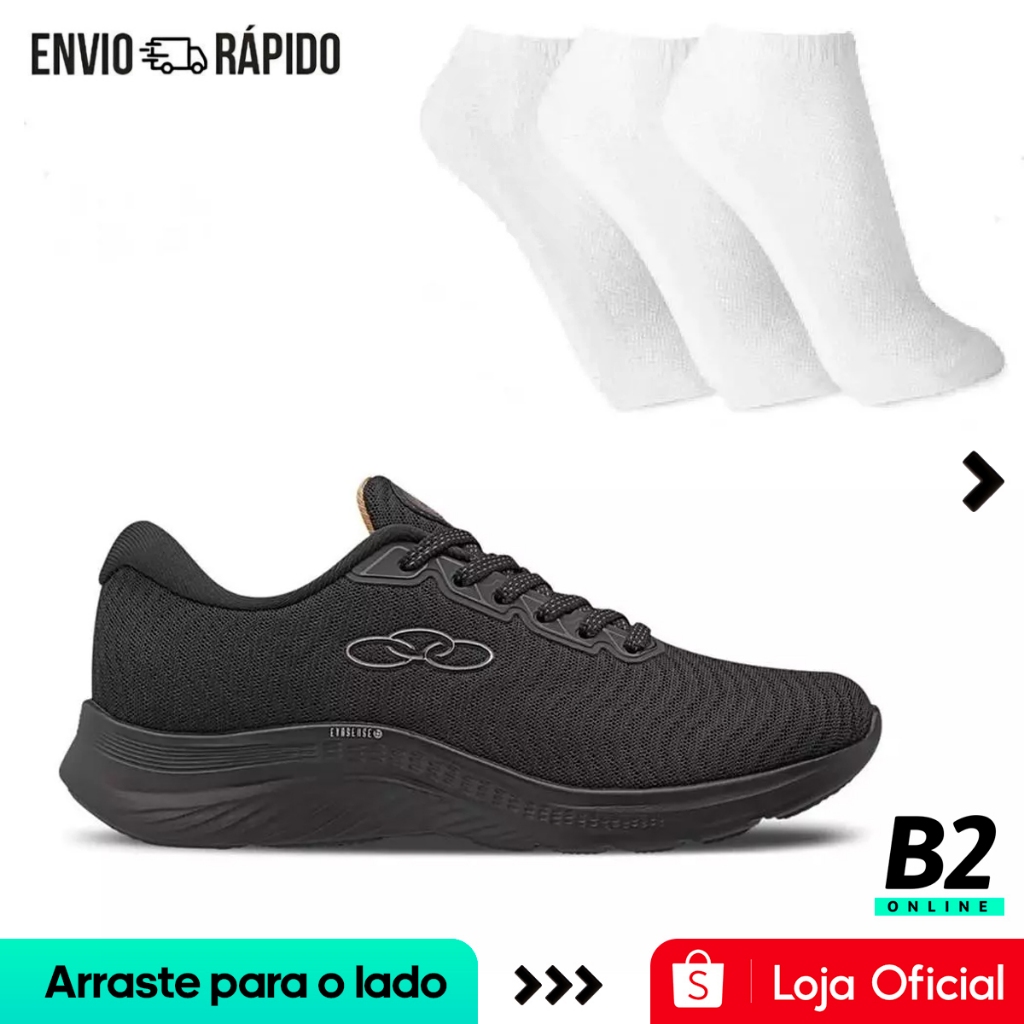 Tênis Olympikus Feminino Atmos + 3 Pares de Meias Original com Nota Fiscal e Garantia em Oferta na Shopee