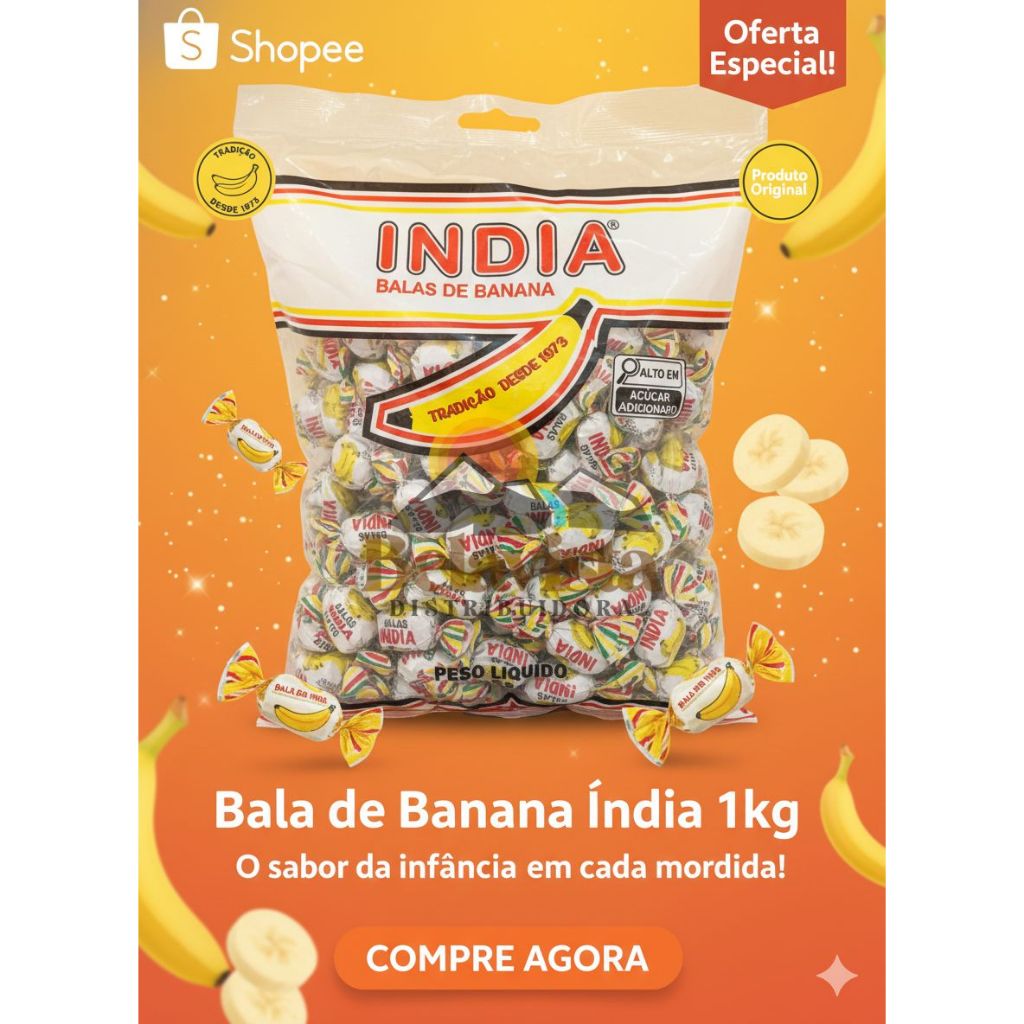 BALA DE BANANA INDIA BANANA 1KG - DOCES