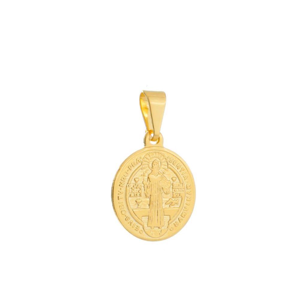 Pingente Masculino Dourado Medalha de São Jorge 1,3cm | Semi Jóia Ouro 24K Antialérgica