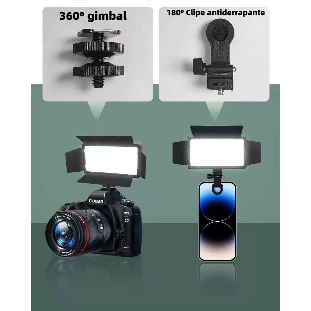 Luz de preenchimento e luz quente para fotografia LED RGB 2700k-6500k Portátil Com suporte Celular Câmera+Tripé 2M