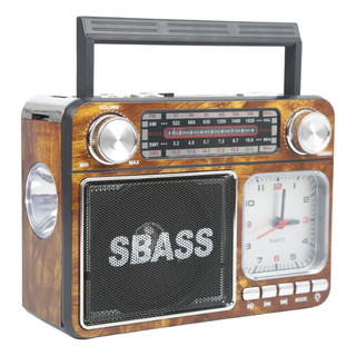 Rádio Portátil Wassay Bluetooth 3 Bandas AM FM SW com Som 5W Áudio Potente Design Retrô