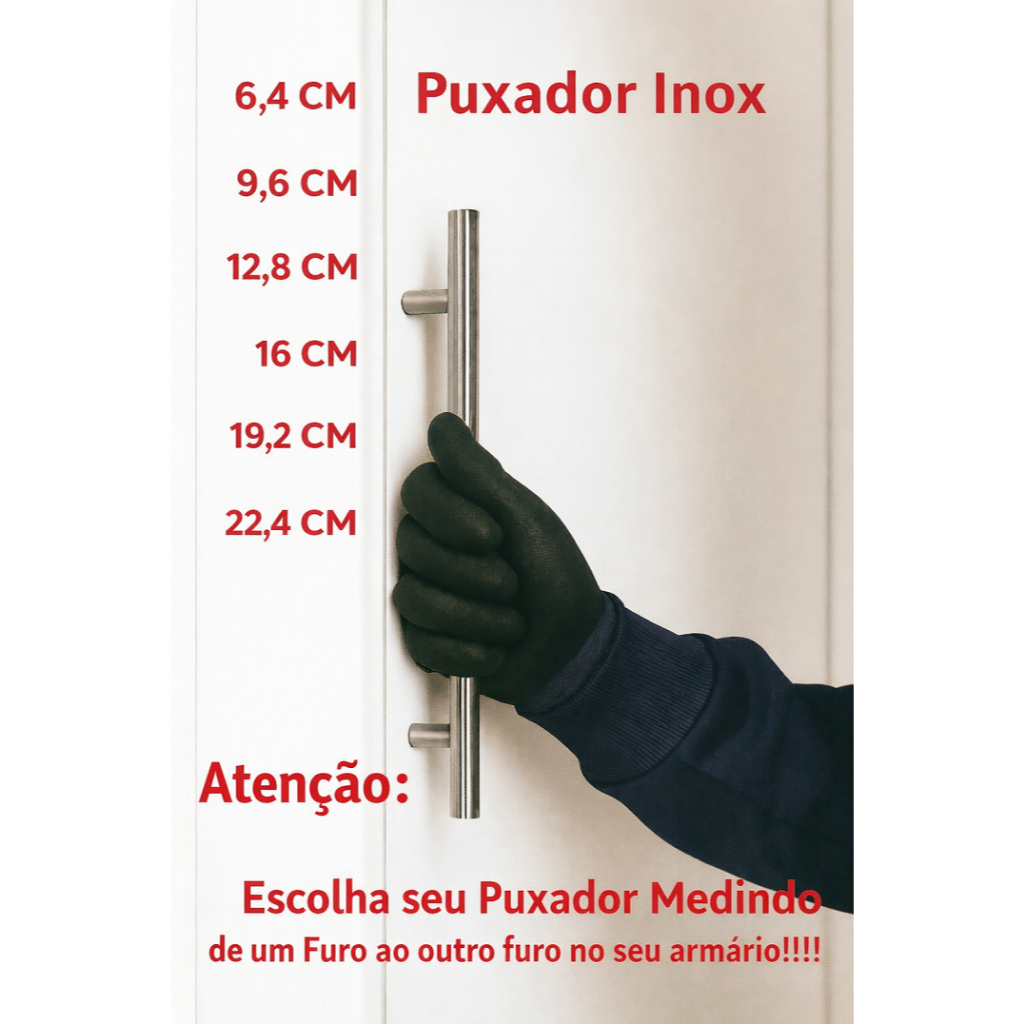 Puxador  Para Móveis , Inox ,   Kit Com 2 , 3 , 4 , 5 , 6 , 7 , 8 , 9 ou 10 peças em Oferta na Shopee