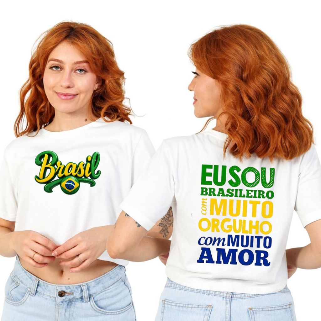 Cropped Camiseta Copa do Mundo Brasil Futebol