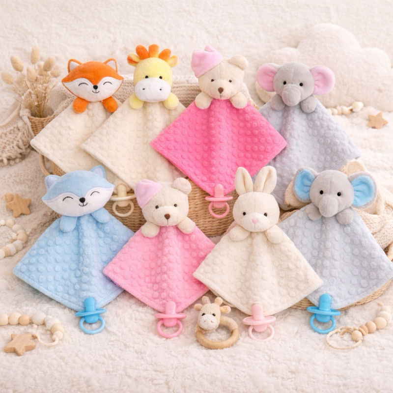 Naninha Baby Manta Pipoquinha/Plush Paninho de bebê C/ Prendedor de chupeta