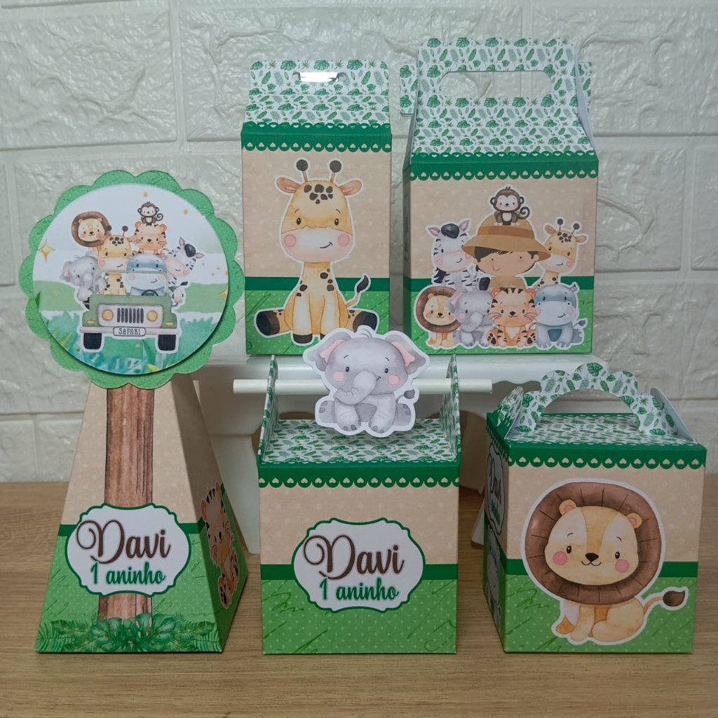ENVIO RÁPIDO Kit Festa Safari Baby Lembrancinha Aniversário Infantil - PEGUE E MONTE